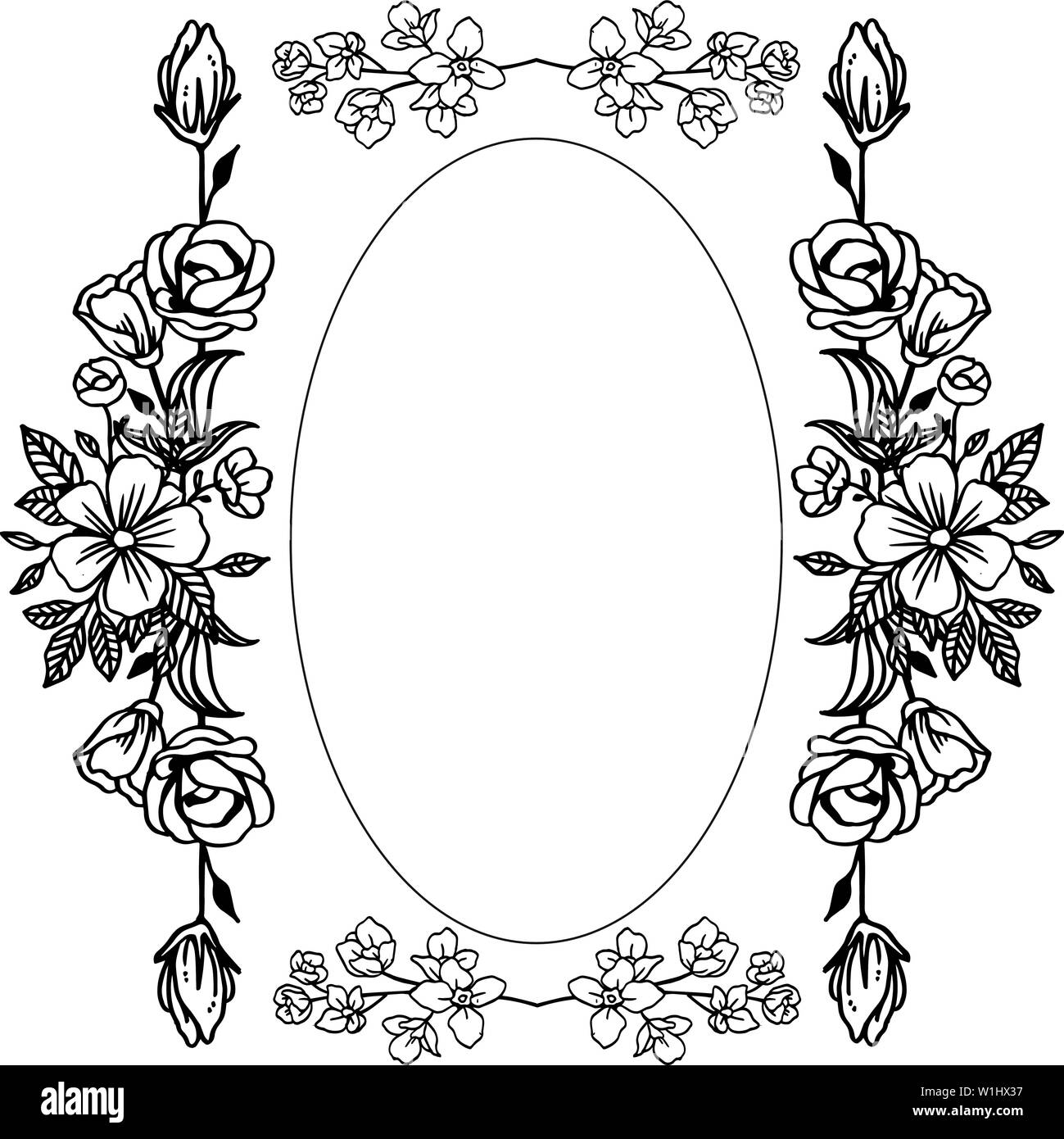 Vector illustration greeting card with various of elegant flower frame ...