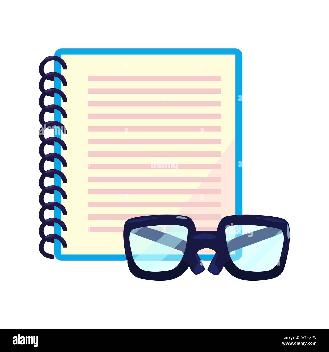 spiral notebook and glasses back to school vector illustration Stock ...