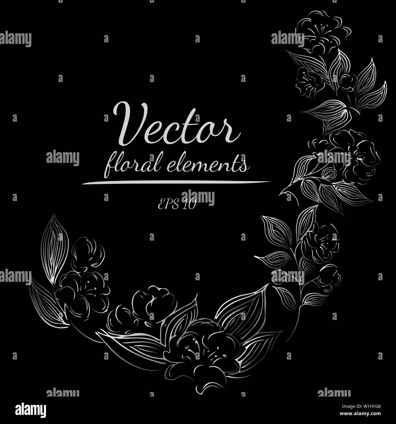 Hand Drawn Vector Illustrations Of Abstract Set of Flowers Isolated on ...