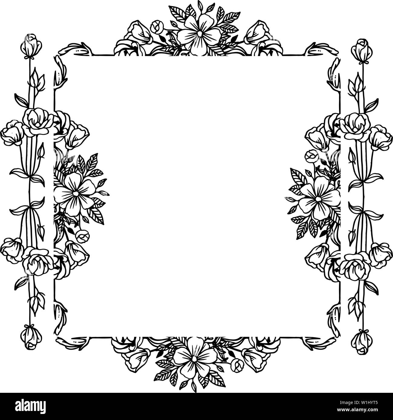 Vector illustration greeting card with various of elegant flower frame ...