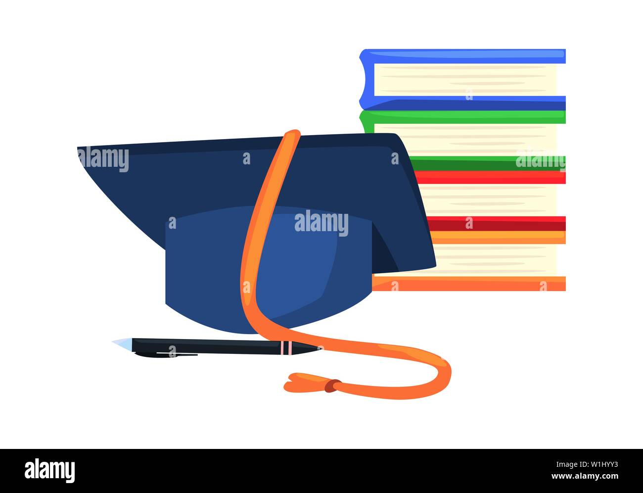 graduation hat and books stacked back to school vector illustration ...