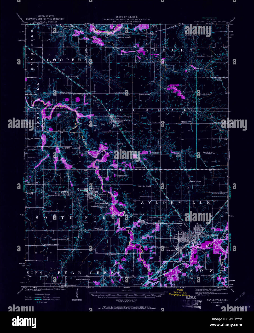USGS TOPO Map Illinois IL Taylorville 309998 1923 62500 Inverted