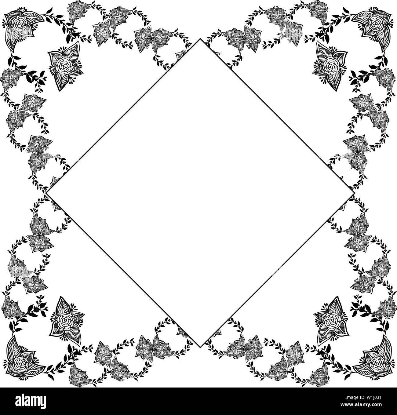 Vector illustration greeting card with various of elegant flower frame ...
