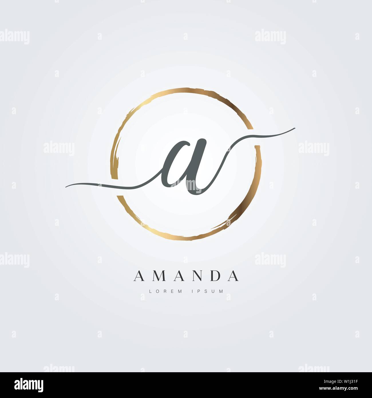 Elegant Initial Letter Type A Logo With Gold Circle Brushed Stock ...