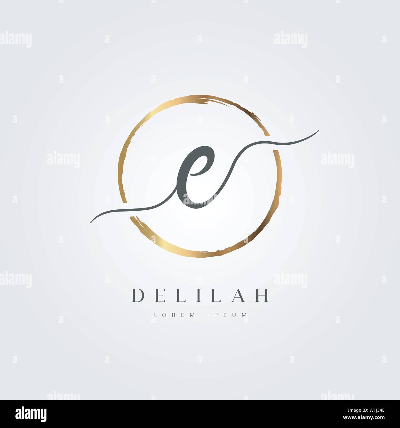 Elegant Initial Letter Type E Logo With Gold Circle Brushed Stock ...