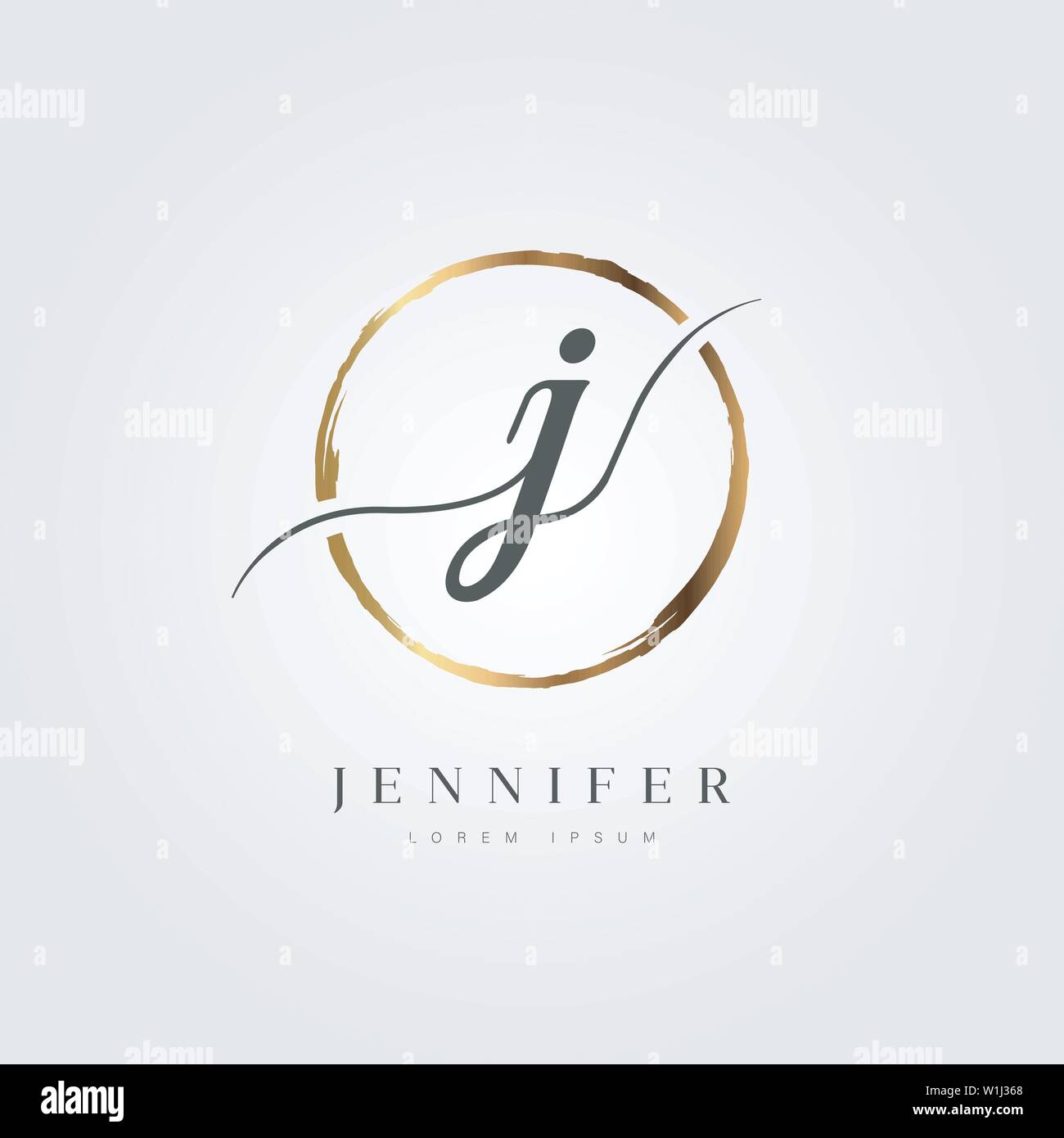 Elegant Initial Letter Type J Logo With Gold Circle Brushed Stock ...