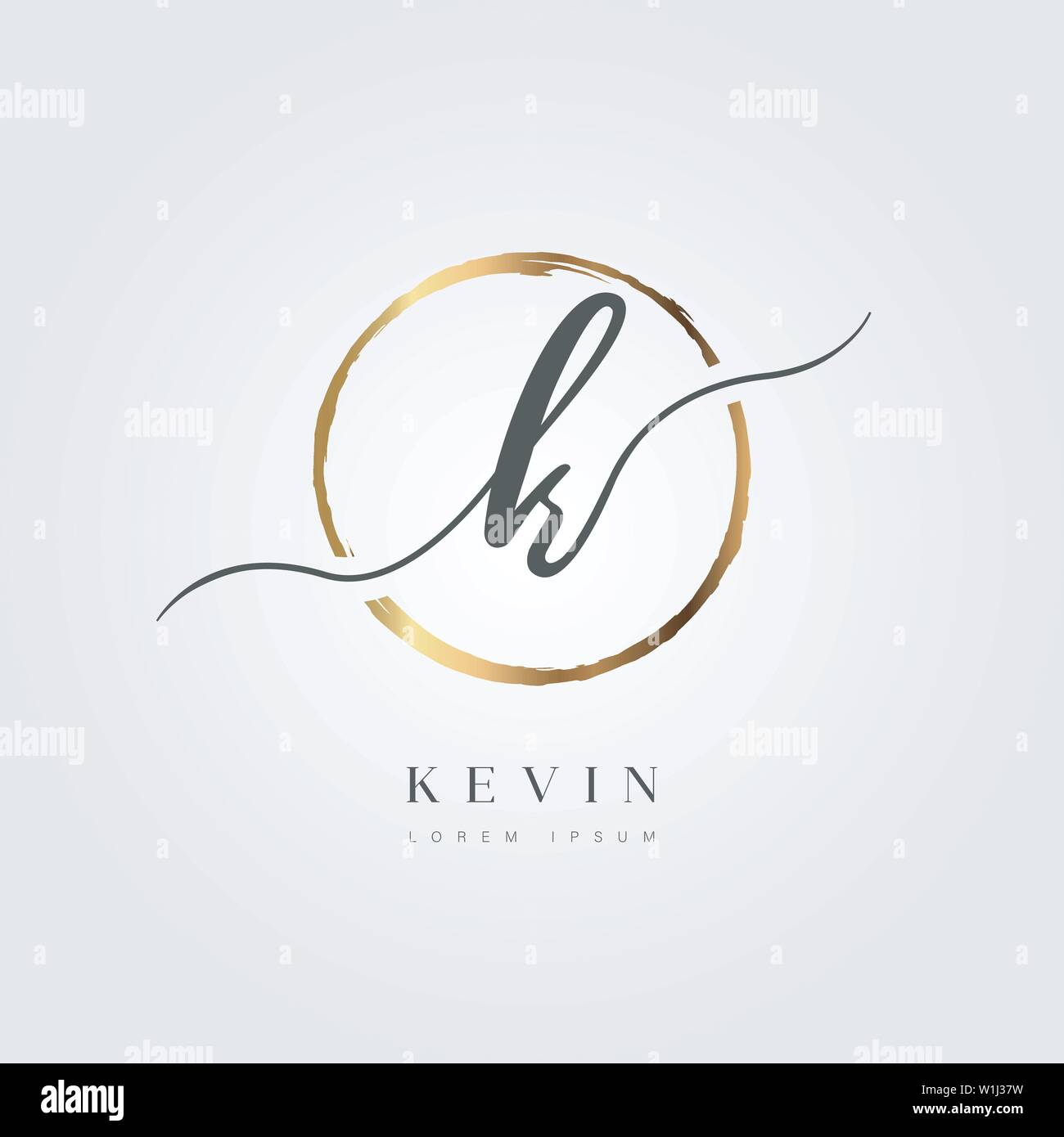 Elegant Initial Letter Type K Logo With Gold Circle Brushed Stock ...