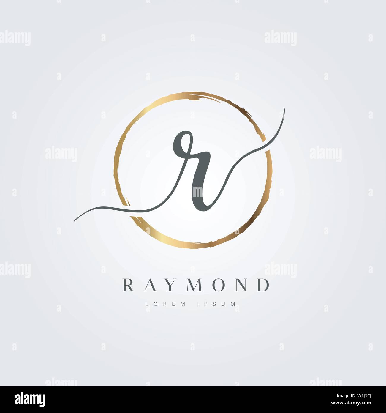 Elegant Initial Letter Type R Logo With Gold Circle Brushed Stock ...