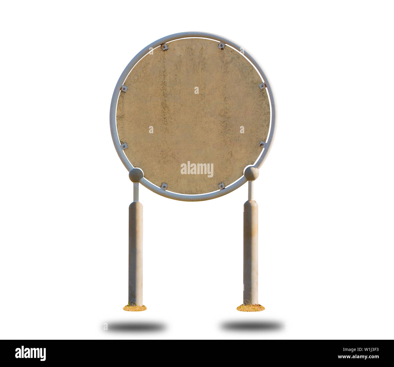 Blank round plank sign board, isolated white background Stock Photo Alamy