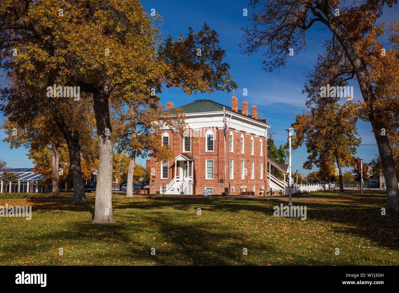 Utah Territorial Statehouse in fall, Fillmore, Utah Stock Photo