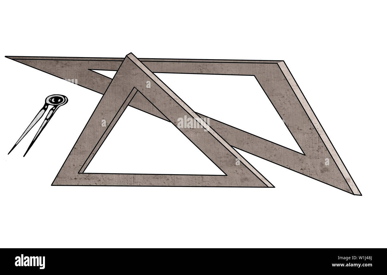 Drawing Tool Geometry Mathematics Graphics Ruler Compass Stock