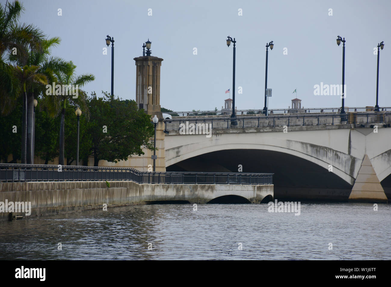 Palm Beach Florida Beautiful View of the Bridge and surroundings on the sunrise hours Stock Photo