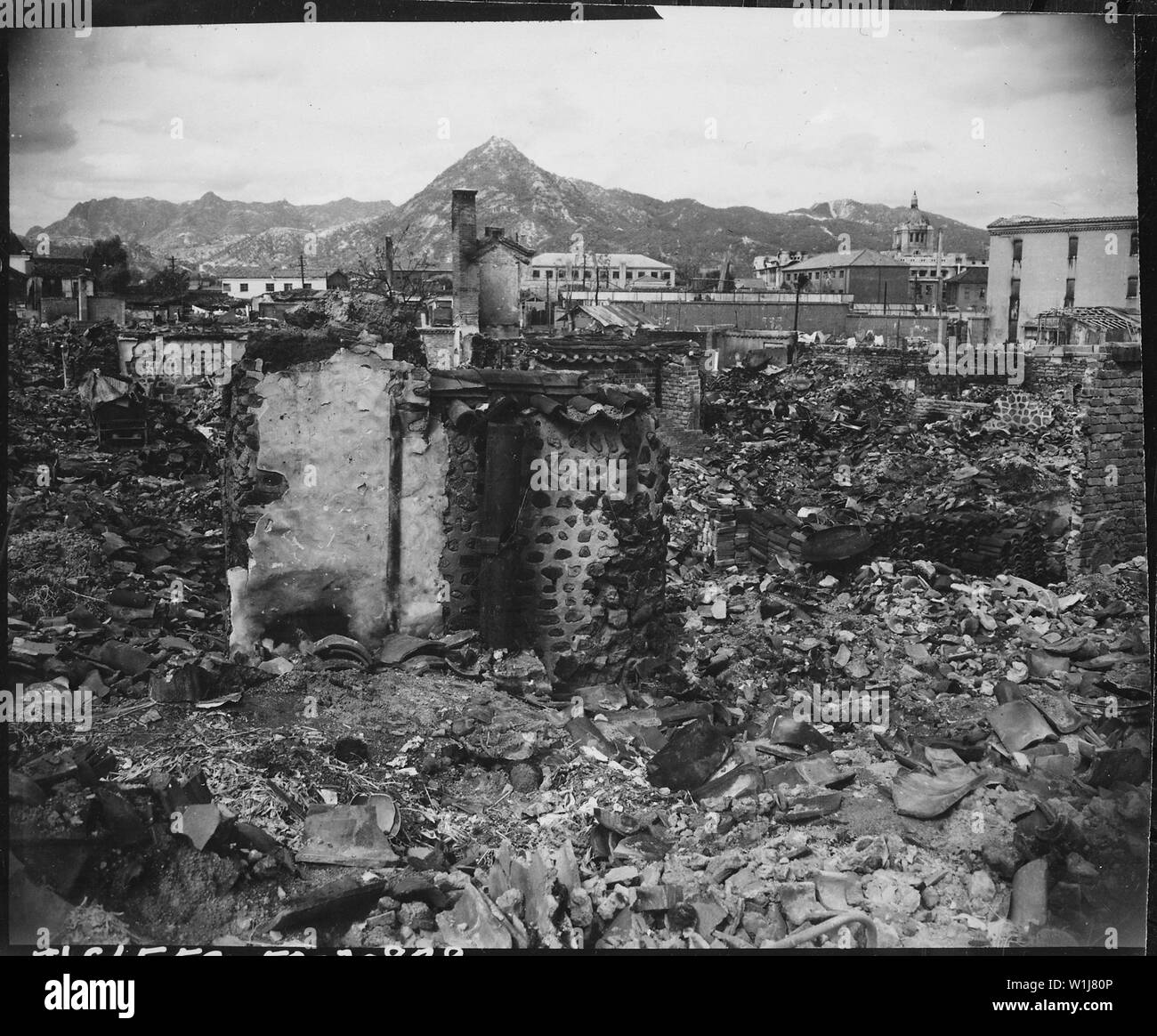 Scene of war damage in residential section of Seoul, Korea. The capitol ...