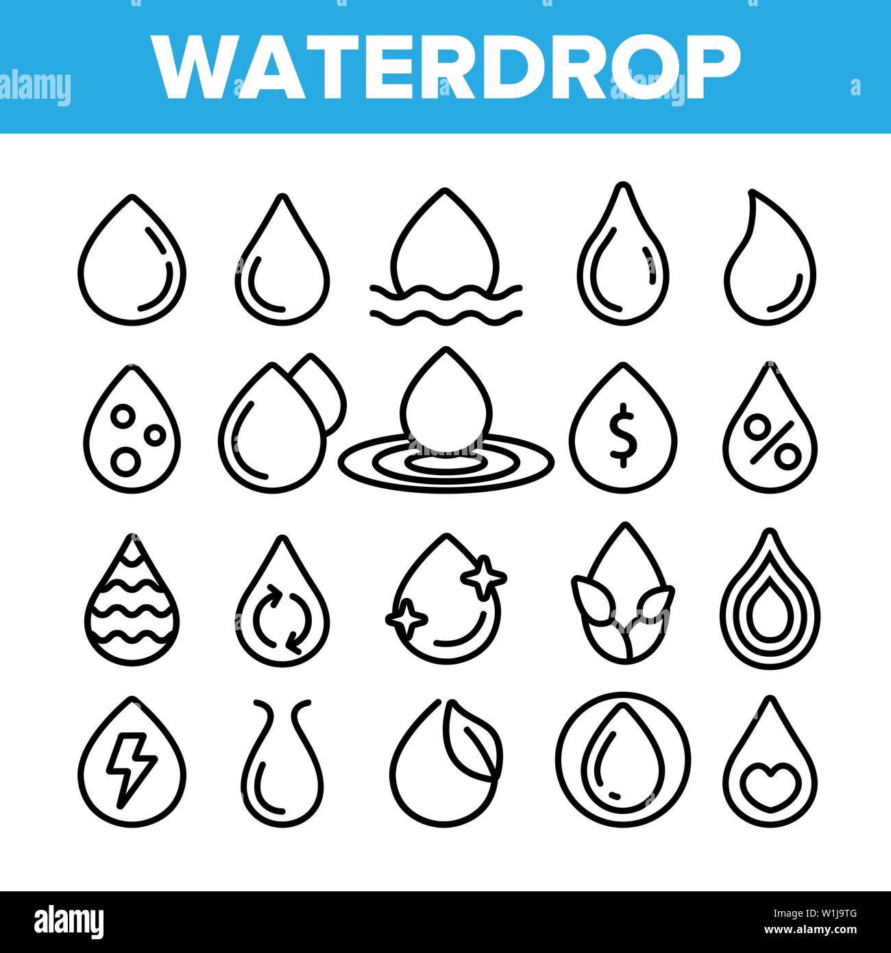 Water Drop Vector Thin Line Icons Set Stock Vector Image & Art - Alamy