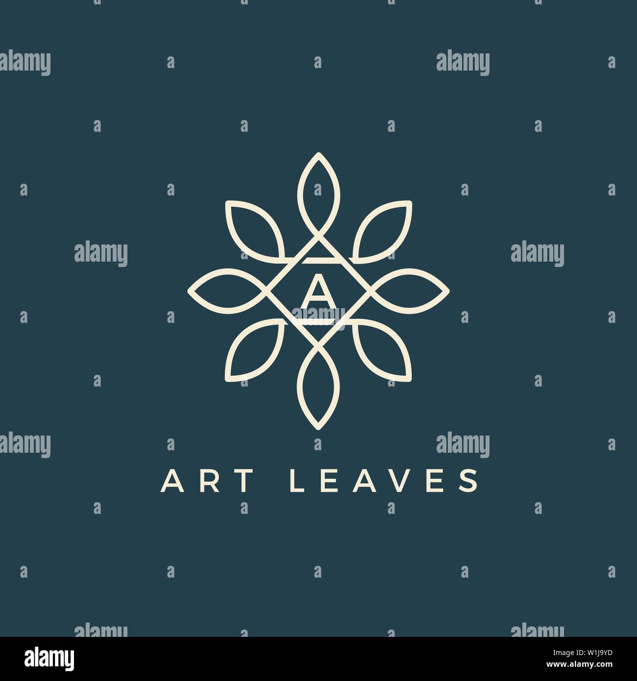 Flat Floral Vector Leaves Initial Letter Type A Logo Design Template ...