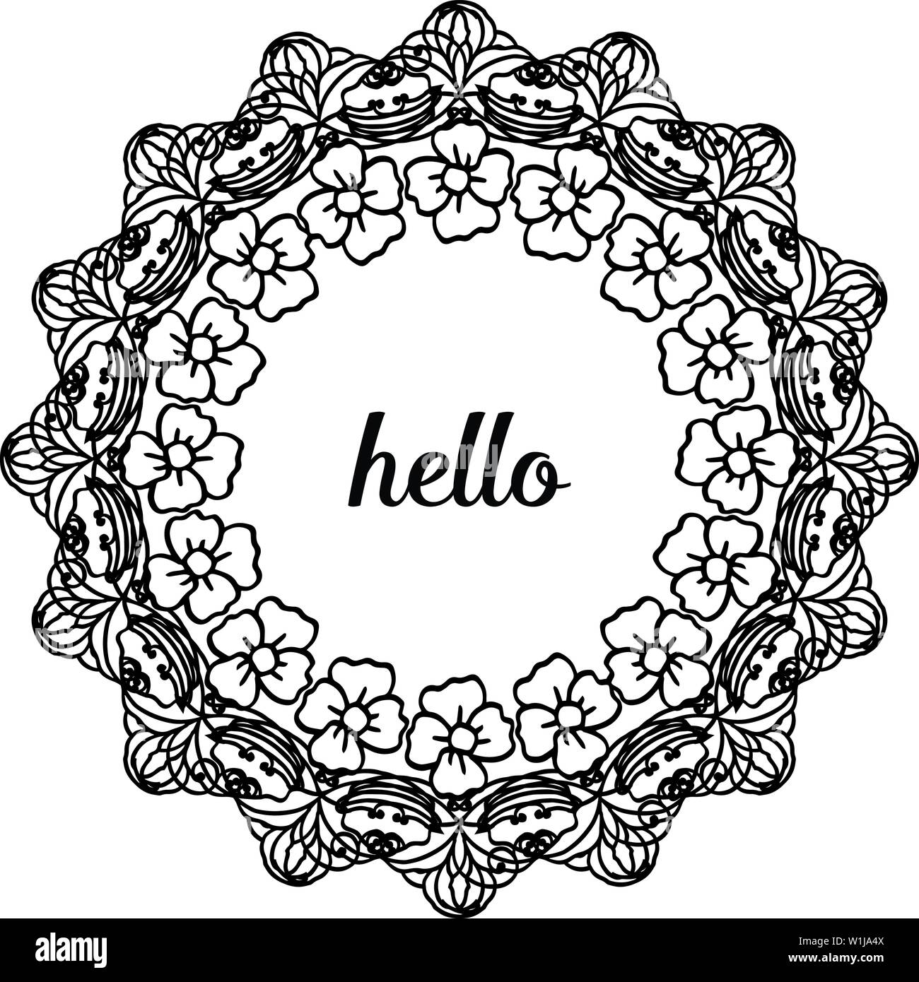 Vector Illustration Banner Writing Hello With Various Beautiful
