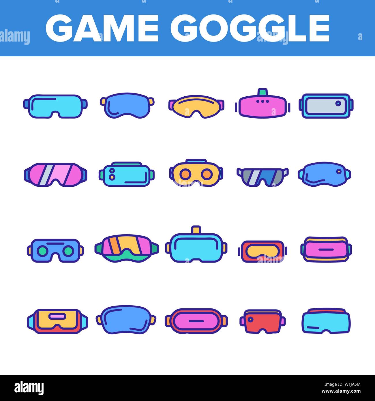 Virtual reality color icons Stock Vector Images - Alamy