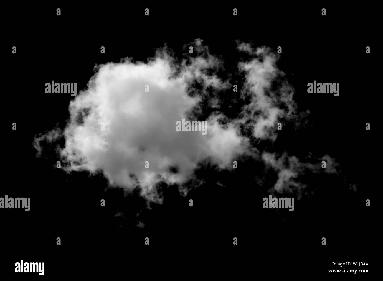 beautiful white cloud shape isolated on black background, nature and background concept. Stock Photo