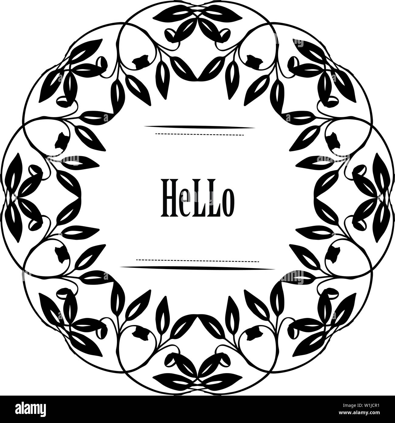 Vector illustration modern card of hello with beautiful flower frame ...