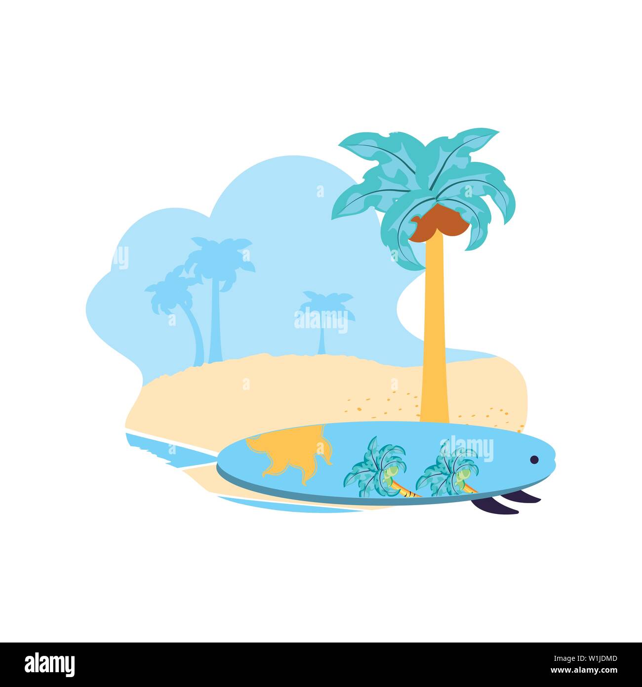 surfboard equipment sport in the beach vector illustration design Stock ...