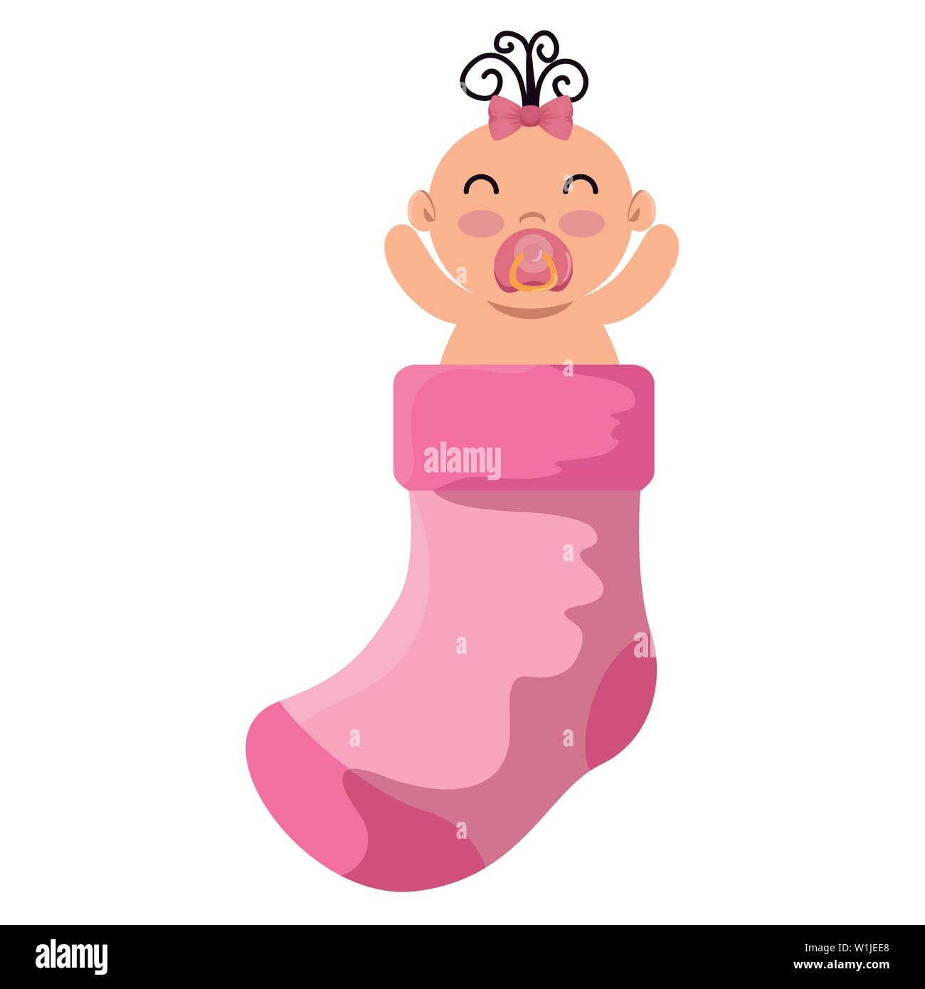 cute little baby girl in sock Stock Vector Image & Art - Alamy