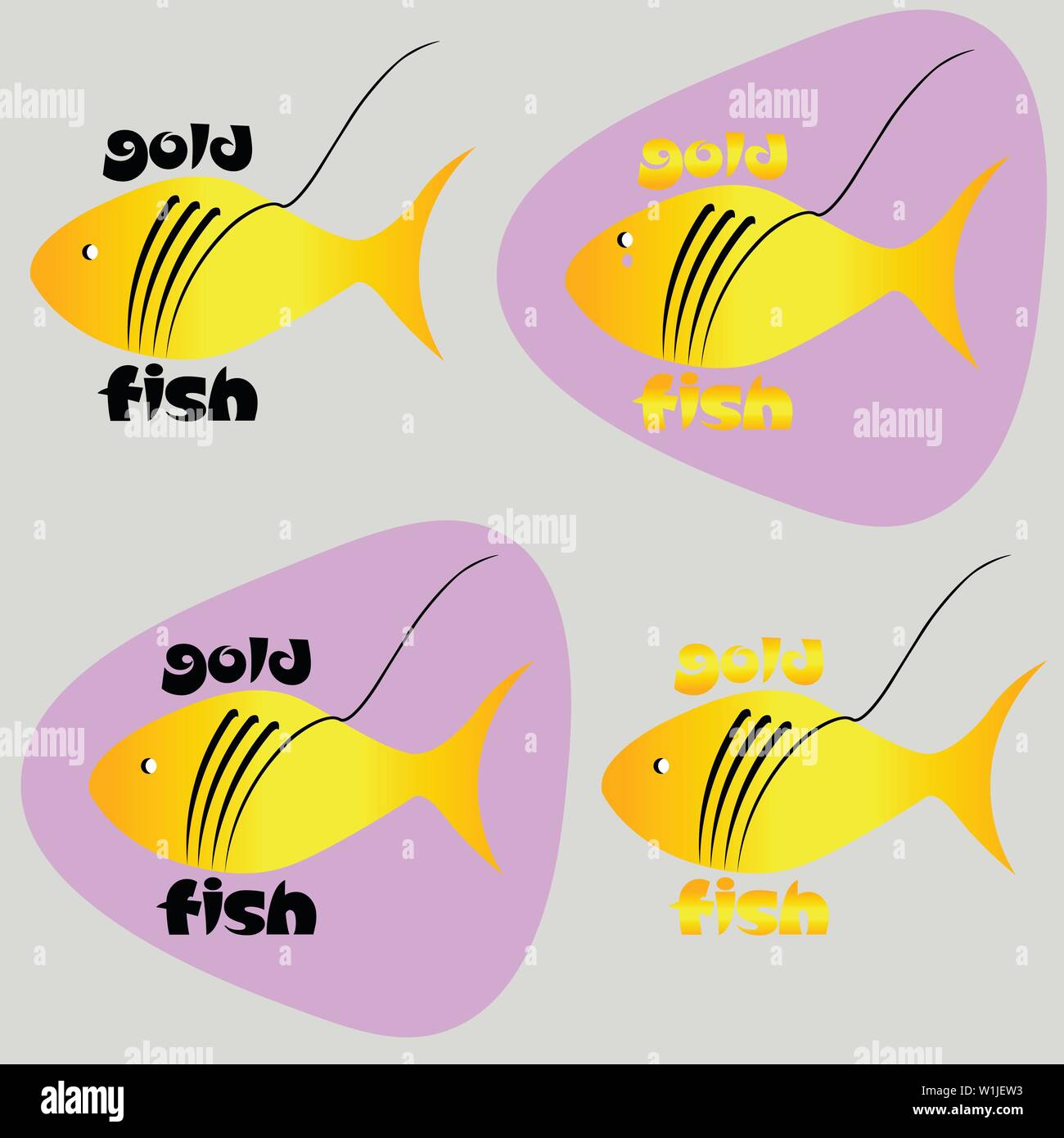 seafood logo or sticker goldfish using negative space Stock Vector