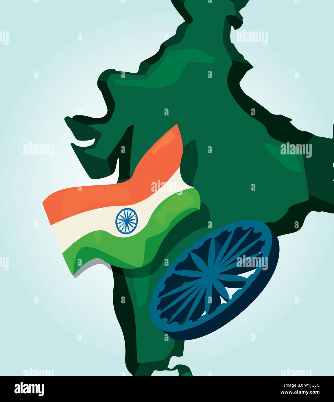 map flag and ashoka wheel indian happy independence day vector ...