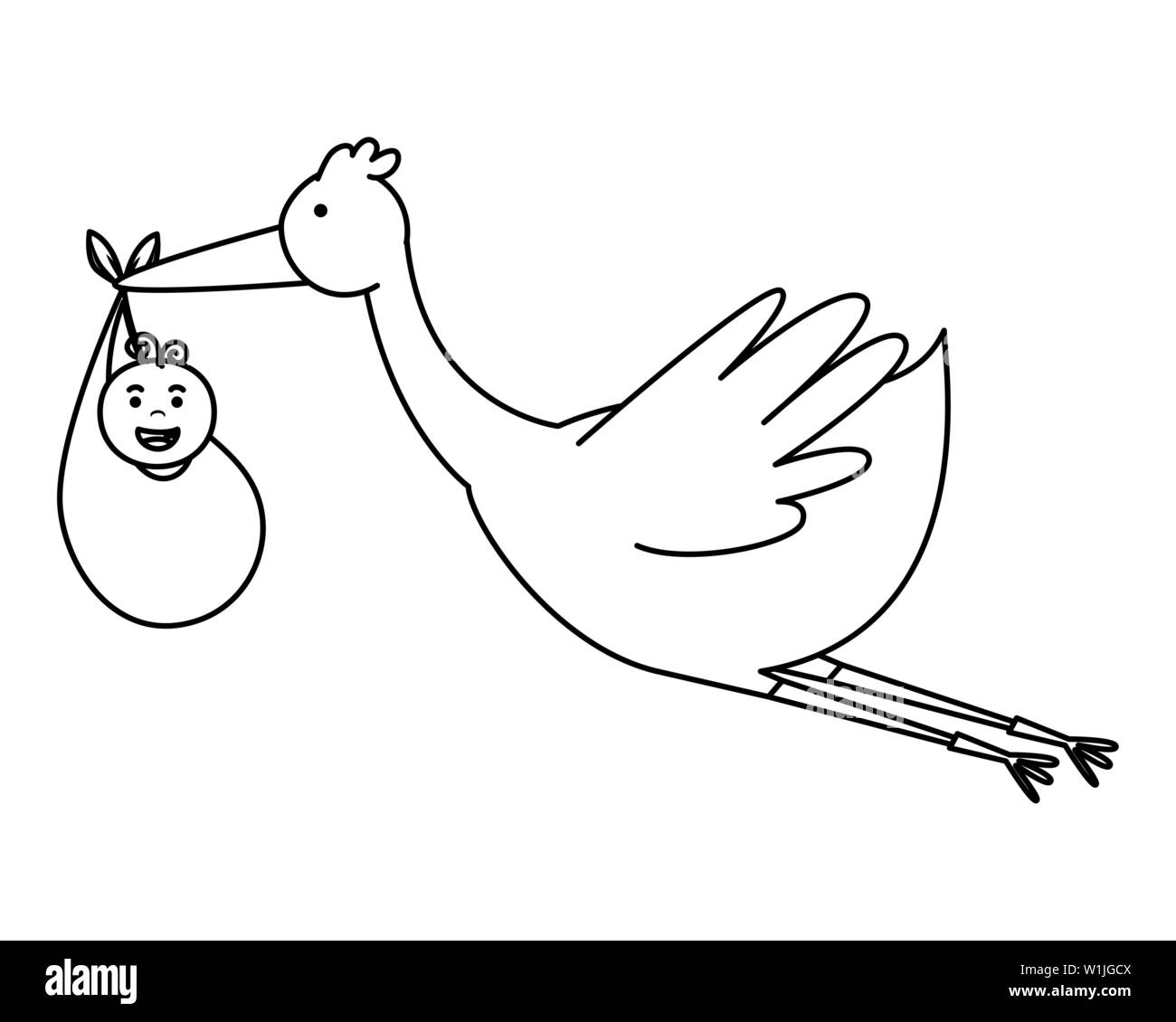 stork flying with little boy baby character Stock Vector Image & Art ...