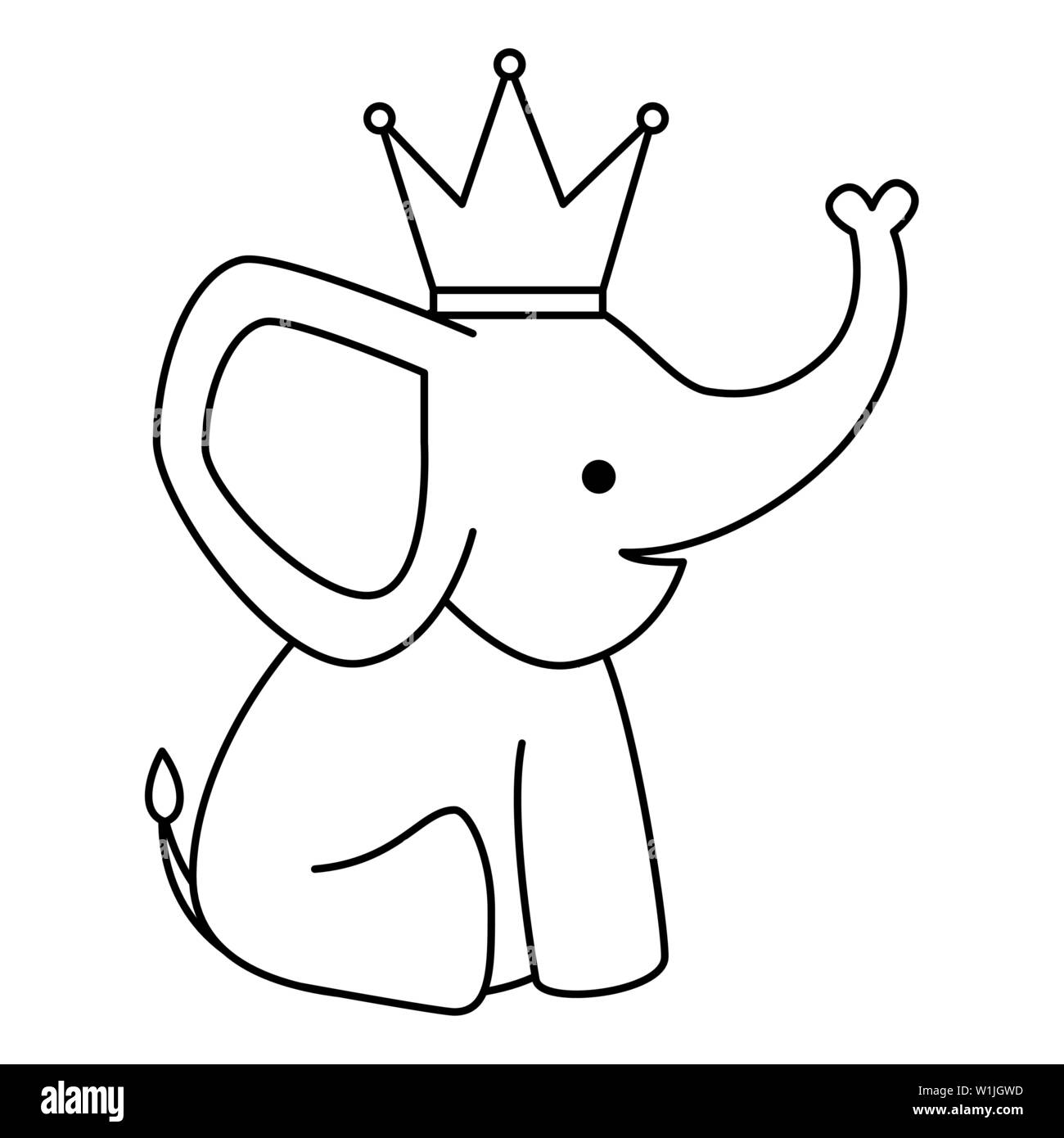 cute little elephant with crown character Stock Vector Image & Art - Alamy