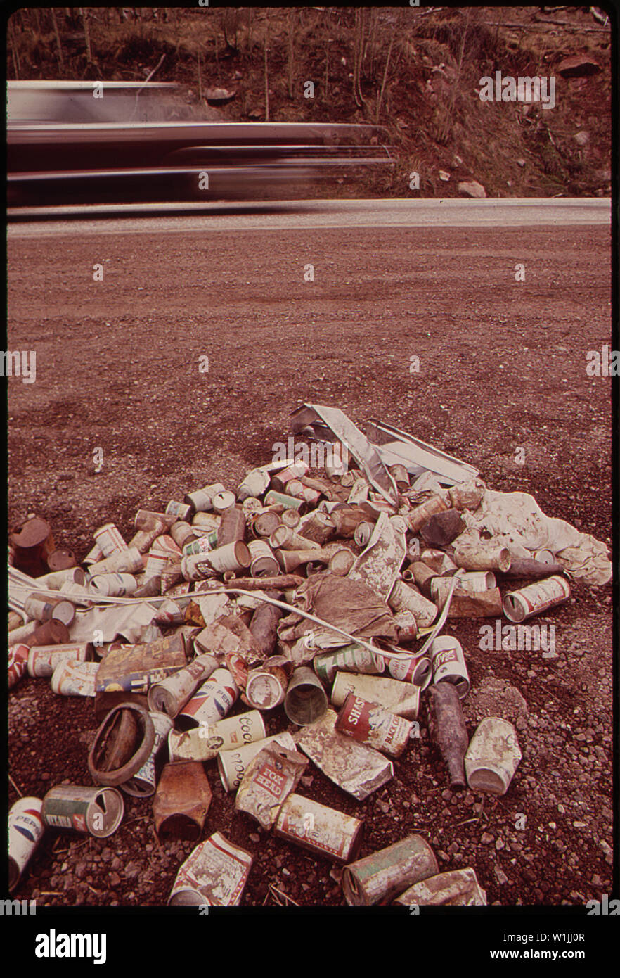 TRASH ON VAIL PASS ROADSIDE Stock Photo Alamy