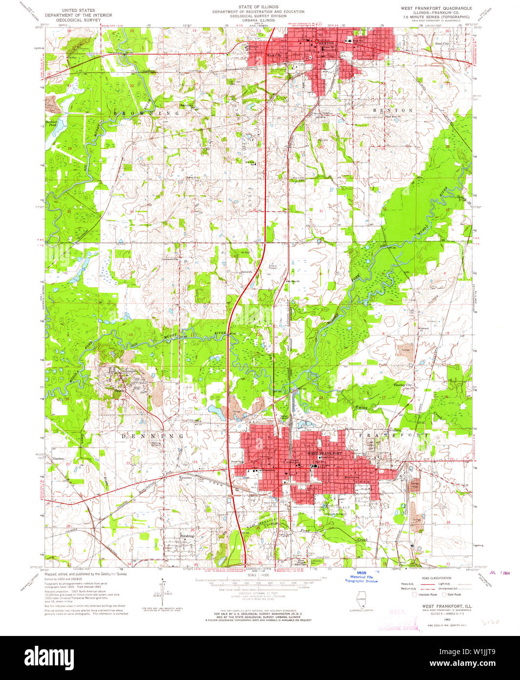 West Frankfort Il Map Usgs Topo Map Illinois Il West Frankfort 309036 1963 24000 Restoration  Stock Photo - Alamy
