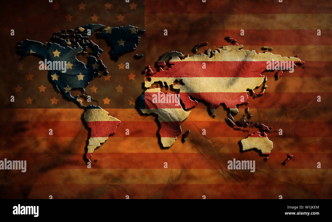 grunge USA map and flag Stock Photo - Alamy
