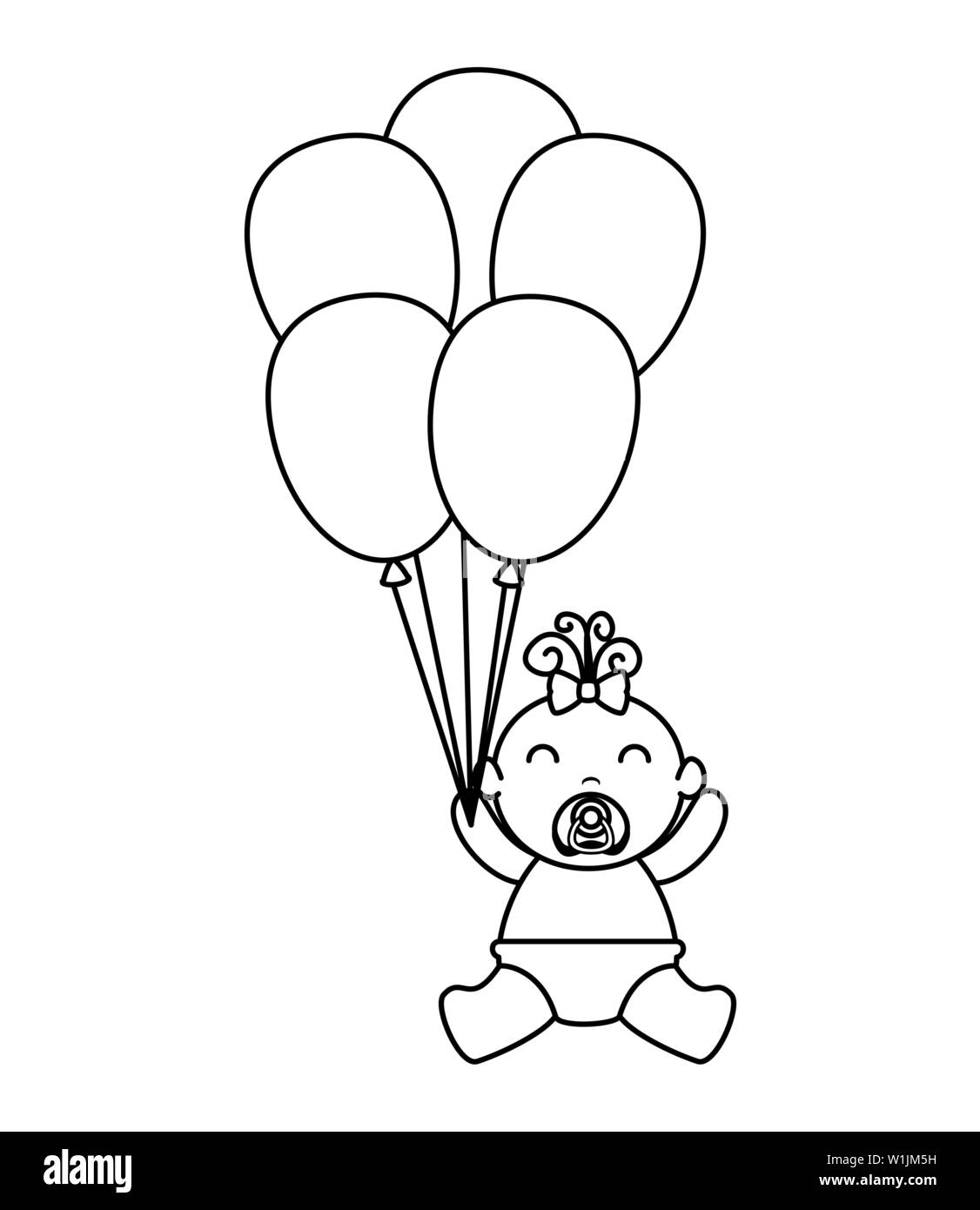 cute little baby girl with balloons helium Stock Vector Image & Art - Alamy