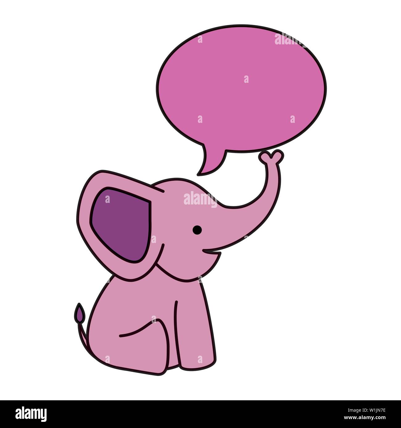 Cute Little Elephant With Speech Bubble Stock Vector Image & Art - Alamy