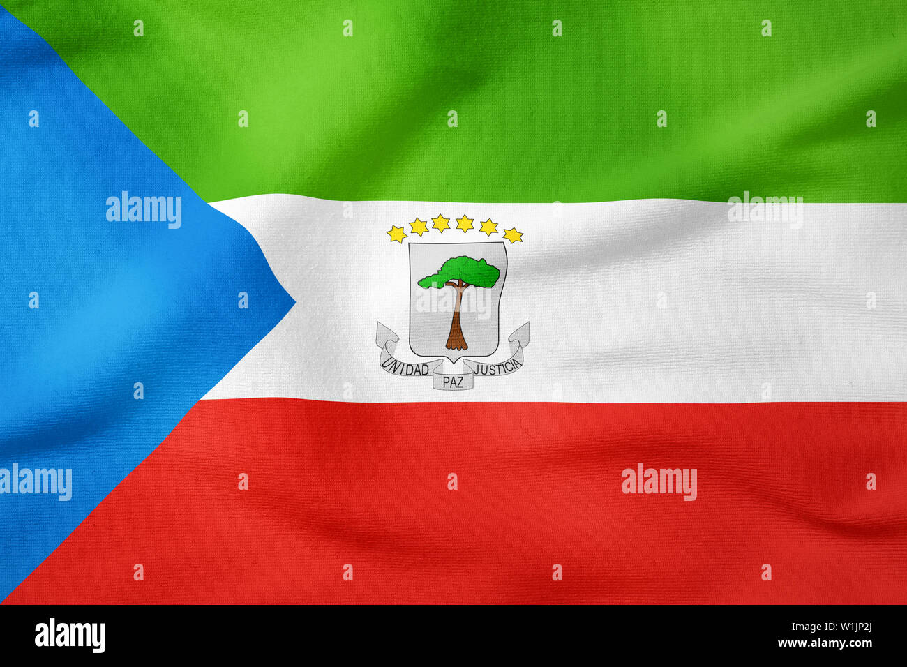 National Flag of Equatorial Guinea - Rectangular Shape patriotic symbol Stock Photo
