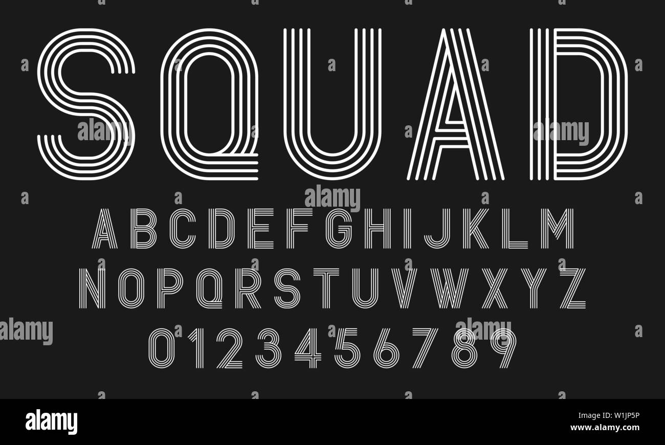 Set of alphabets fonts letters and numbers modern abstract design with lines vector illustration
