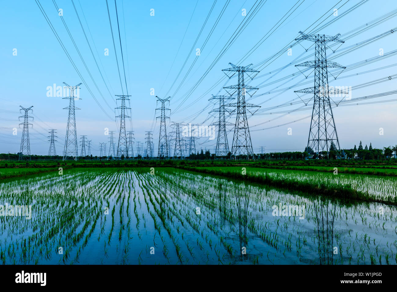 High voltage post,High voltage tower sky background Stock Photo - Alamy