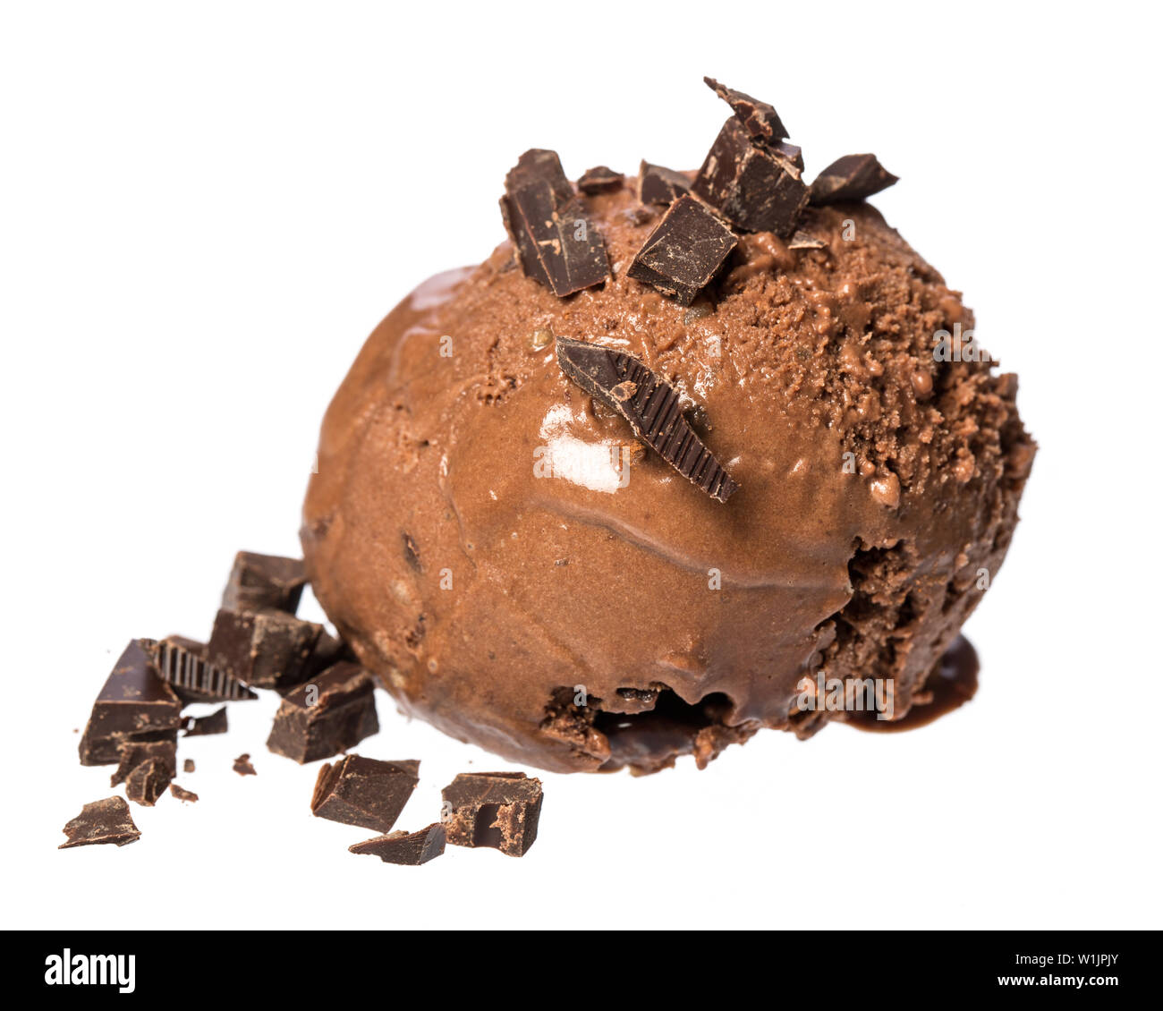 chocolate ice cream scoop with chocolate pieces Stock Photo