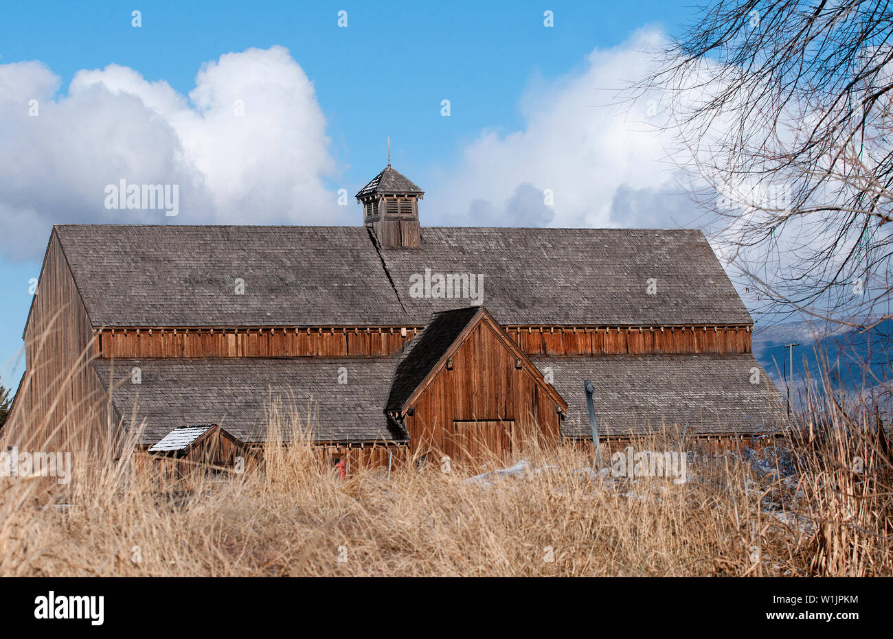 The historic Tate Barn near Soldier Hollow in Midway, Utah stands out