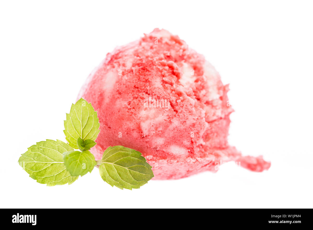 Premium Photo  Strawberry ice cream scoop isolated on white top view