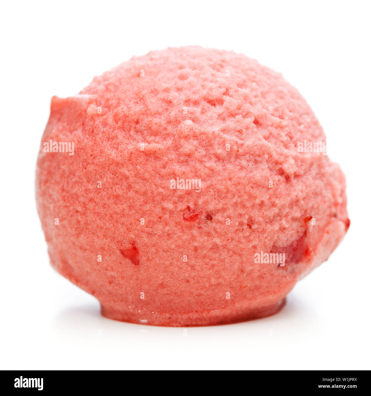 A scoop of strawberry ice cream isolated on white background Stock Photo