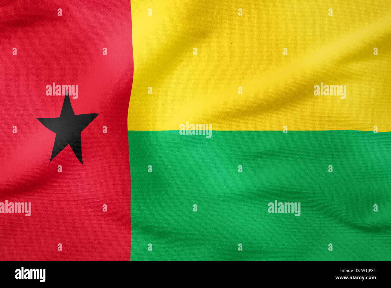 National Flag of Guinea Bissau - Rectangular Shape patriotic symbol Stock Photo