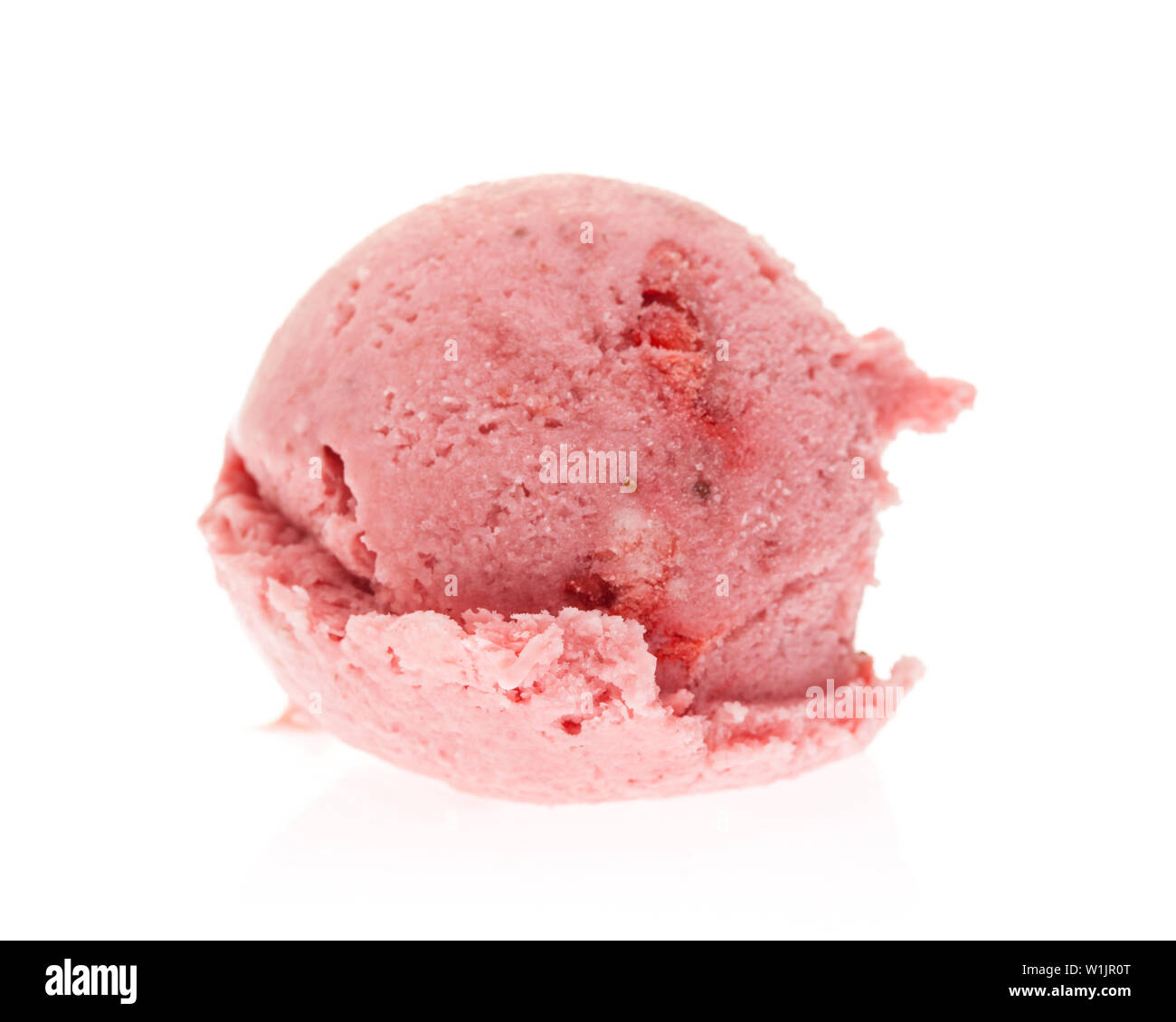 A scoop of strawberry ice cream isolated on white background Stock ...