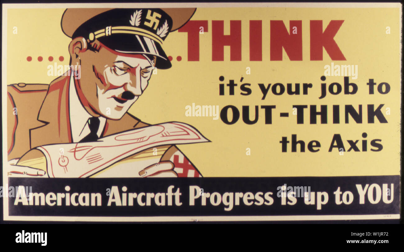 Think. It's your job to out-think the Axis. American aircraft progress is up to you. Stock Photo