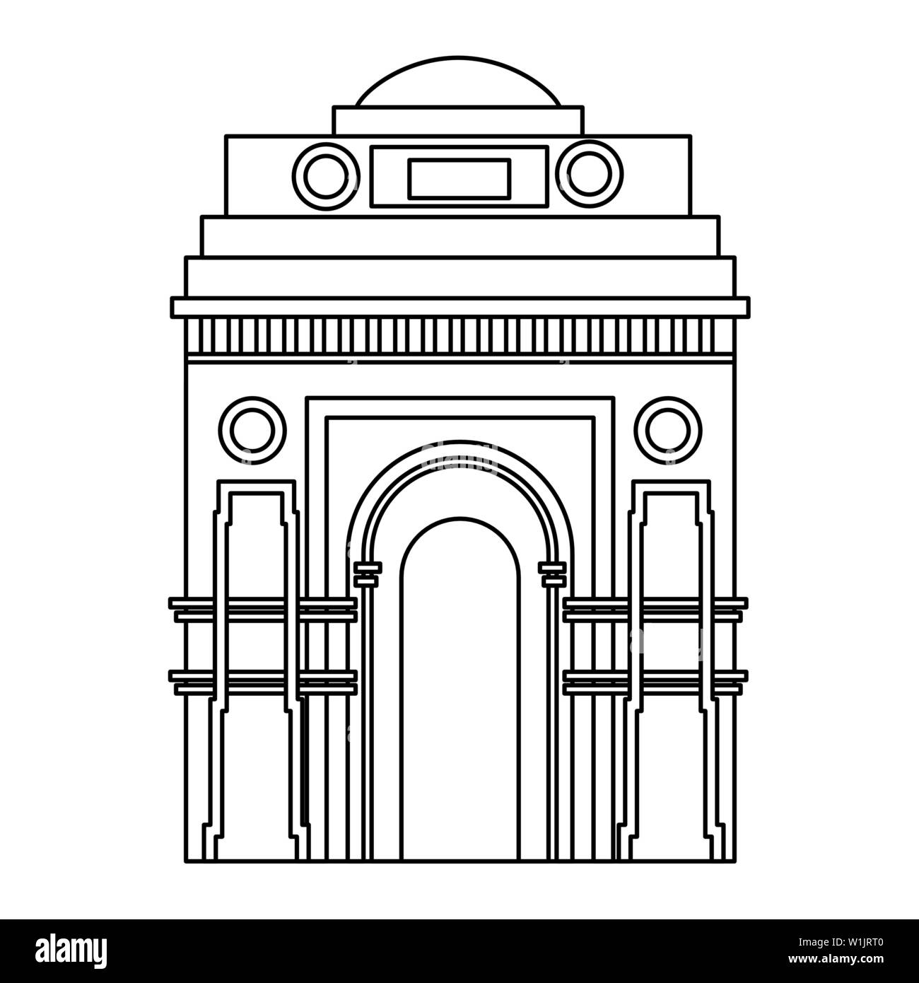 indian gate arch monument icon Stock Vector