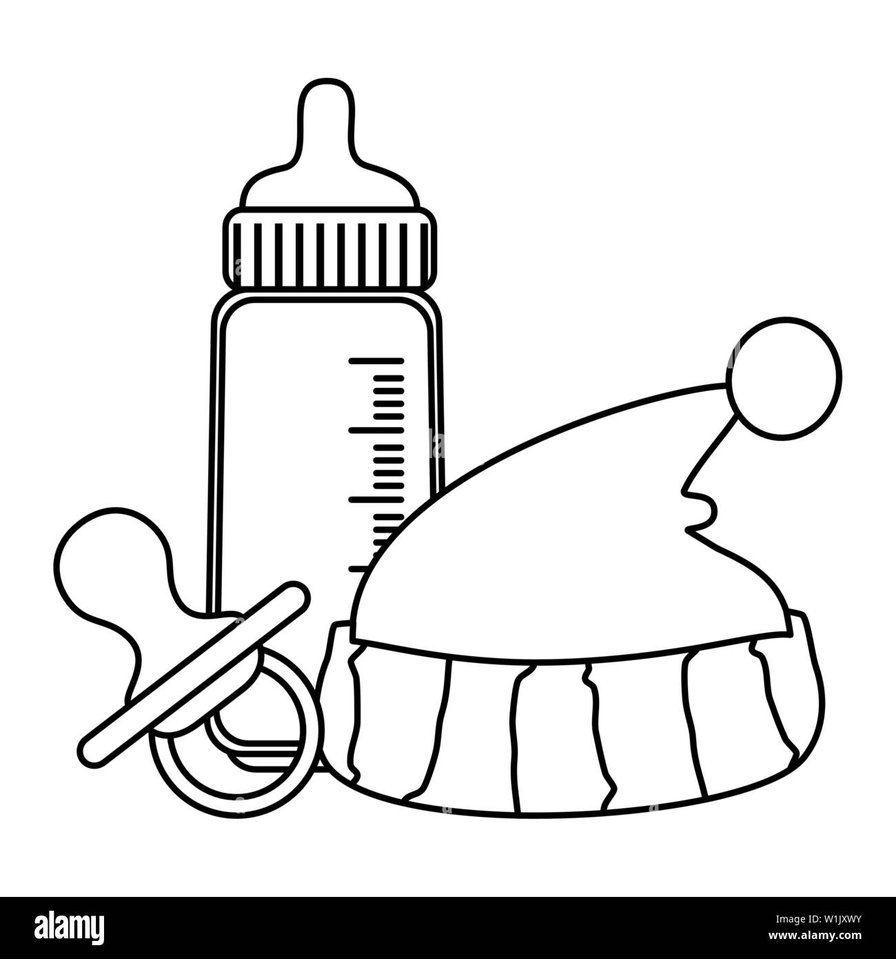 baby milk bottle with hat and pacifier Stock Vector Image & Art Alamy