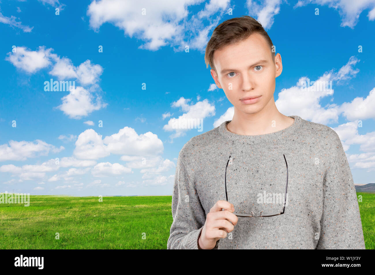 Handsome young man in glasses Stock Photo - Alamy