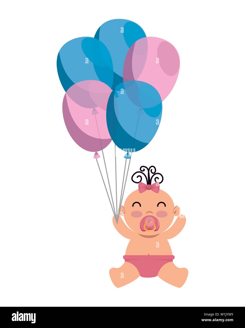 cute little baby girl with balloons helium Stock Vector Image & Art - Alamy
