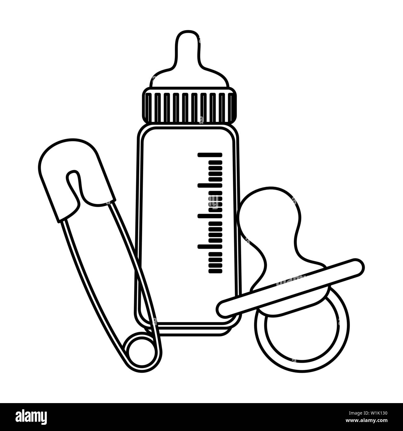 baby milk bottle with pacifier and clothespin Stock Vector Image & Art
