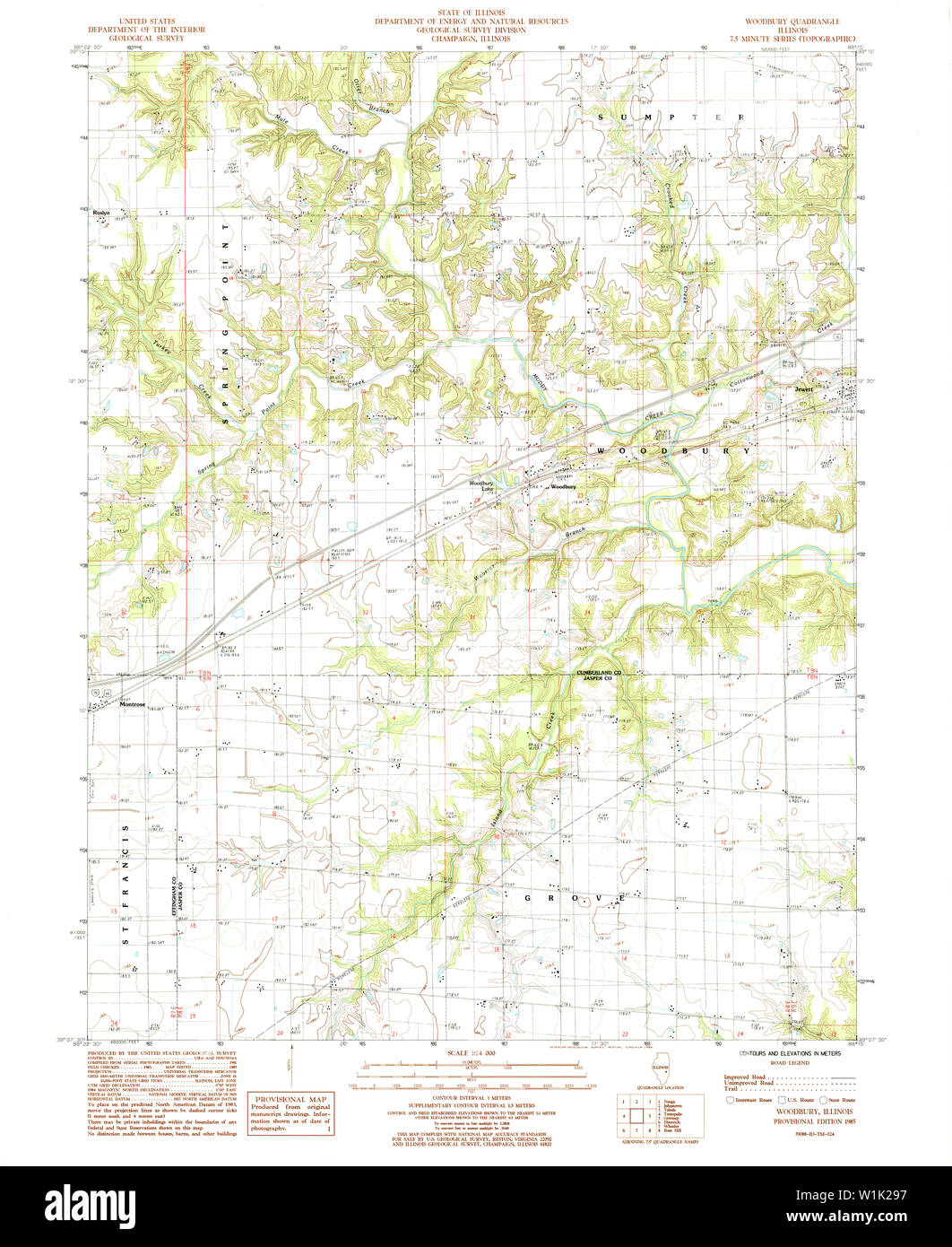 USGS TOPO Map Illinois IL Woodbury 309109 1985 24000 Restoration Stock USGS TOPO Map Illinois IL Woodbury 309109 1985 24000 Restoration Stock